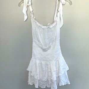 White Ruffled Sleeveless Dress
